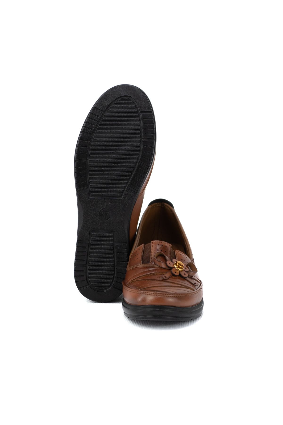 Kadın Deri Klasik Anne Ayakkabı Bağcıksız Kauçuk Taban Comfort Model Tam Kalıp Ortopedik